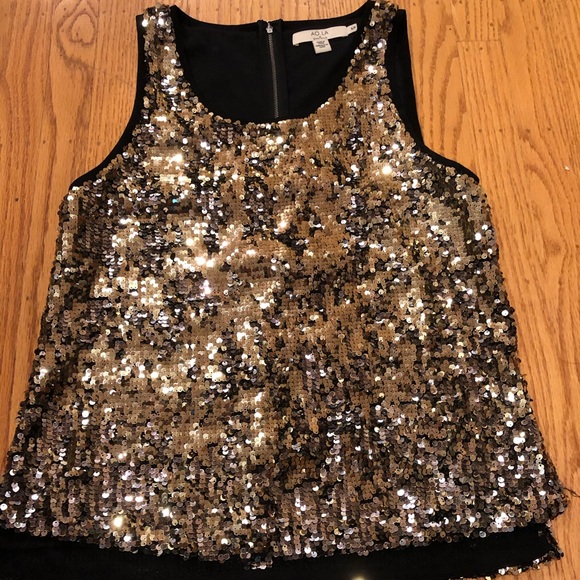 Alice + Olivia Camisole Gold Sequin Sleeveless top, size S/P - Picture 4 of 16